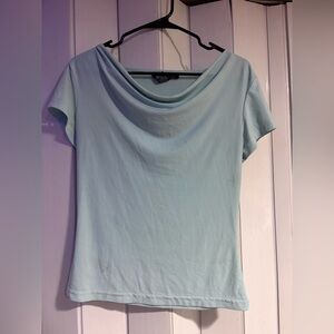 Briggs New York Light Blue Cowl Neck Tee